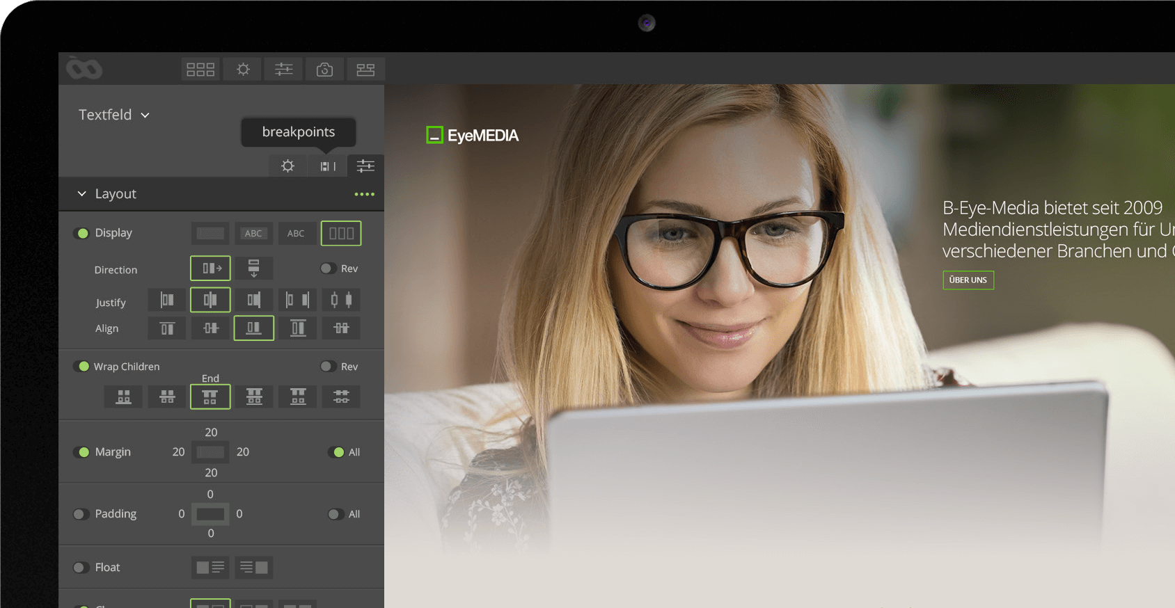 Innovatives Content Management und Responsive Webdesign durch Live-Bearbeitung im Webbrowser.