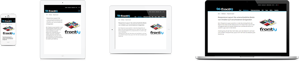 Anpassung Website Layout auf unterschiedlichen Geräten wie Smartphone, Tablet und Laptop
