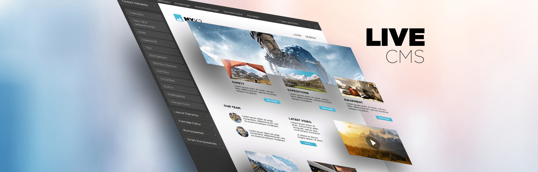 Live Bearbeitung und Darstellung von Websites mit Responsive Webdesign What you see is what you get WYSIWYG live Editor für Responsive Webdesign